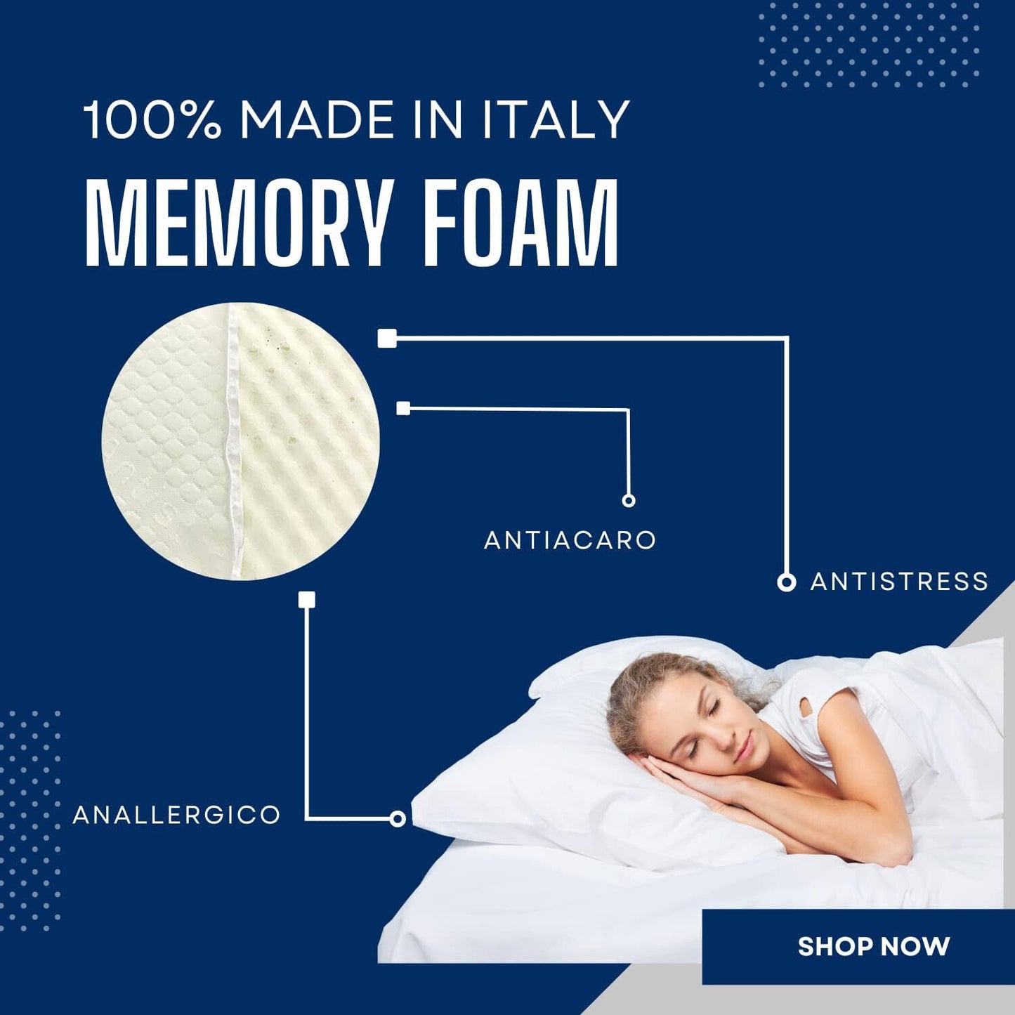 Cuscino Memory Foam Modello Saponetta Cuscino Letto Memory Ergonomici Ortopedico