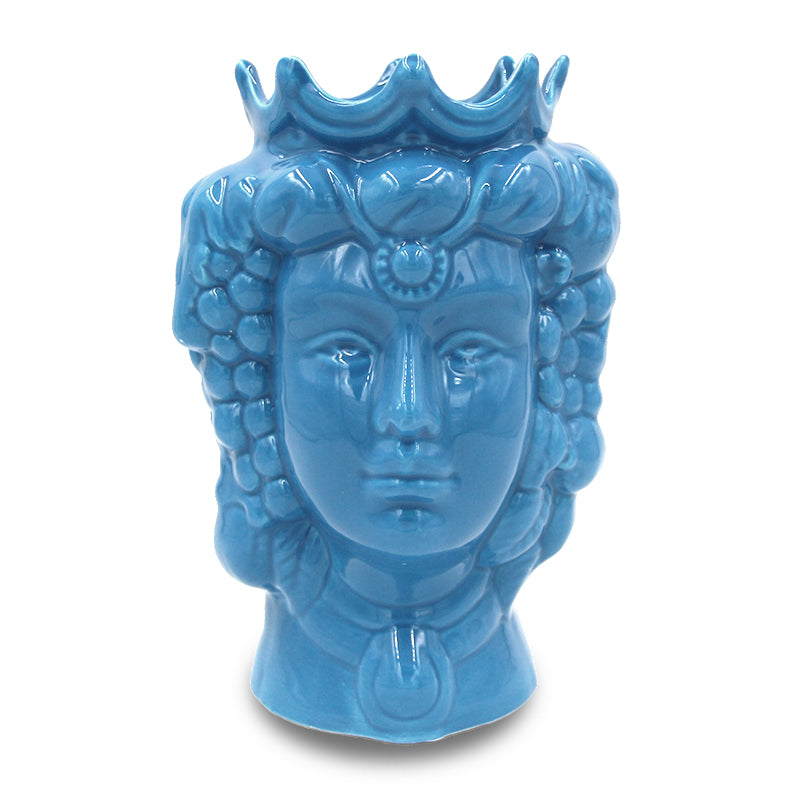 Testa di moro in ceramica siciliana colore turchese uomo e donna