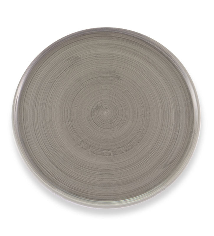 piatto piano, ceramica siciliana, artigianale, colore grigio