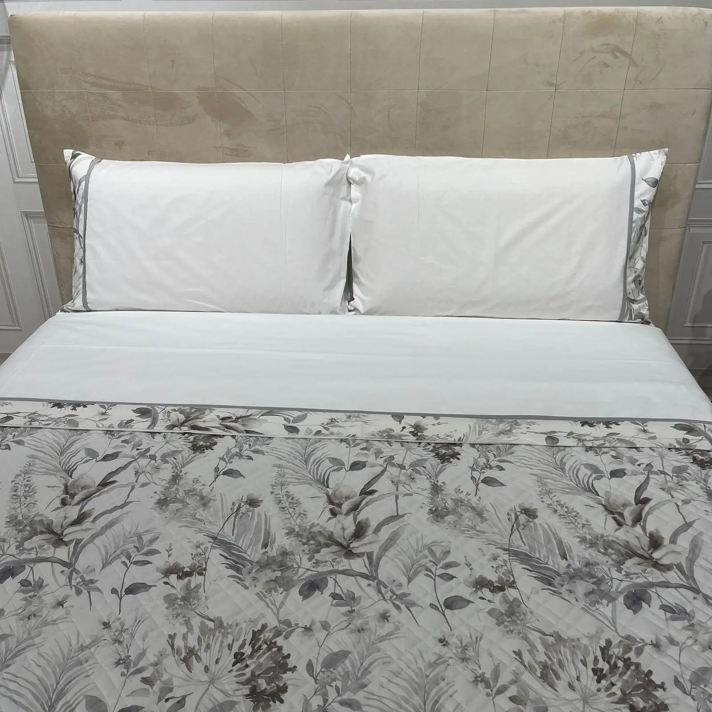 completo lenzuola, colore beige, puro cotone
