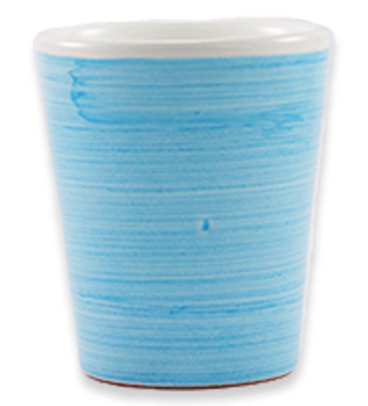 bicchiere conico , ceramica siciliana, artigianale, colore turchese