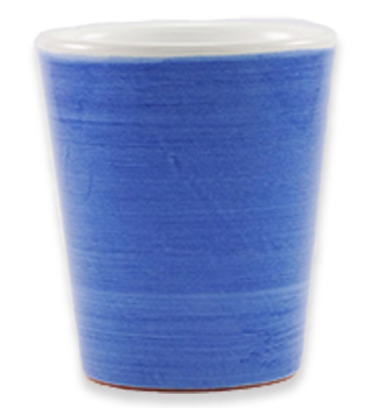 bicchiere conico , ceramica siciliana, artigianale , colore blu antico