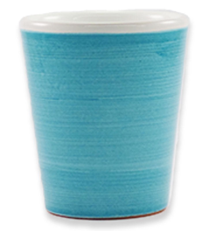 bicchiere conico, ceramica siciliana, artigianale, colore blu mare