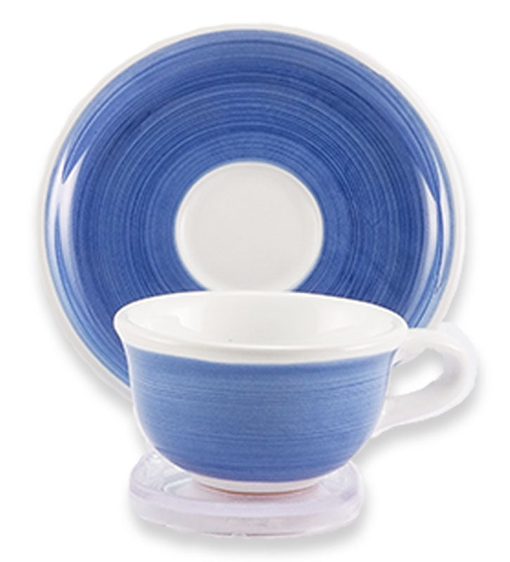 Tazzina Caffè + piattino ,ceramica siciliana, artigianale , colore blu antico