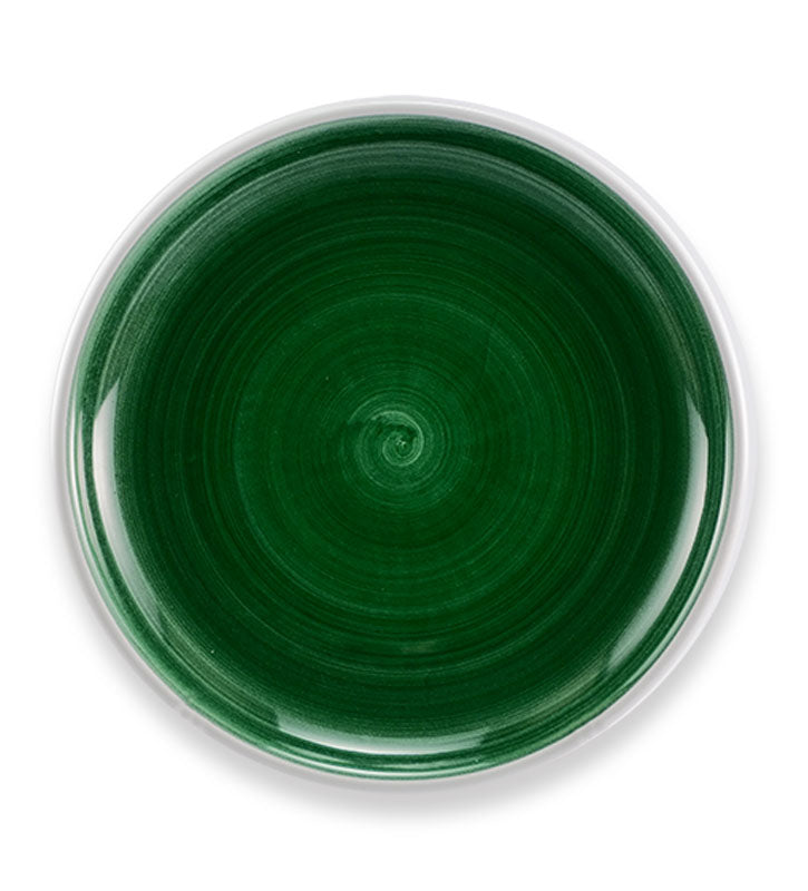 piatto fondo ,ceramica siciliana, artigianale, colore verde smeralo
