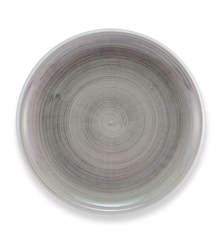 Sottopiatto con falda, ceramica siciliana, artigianale , colore grigio