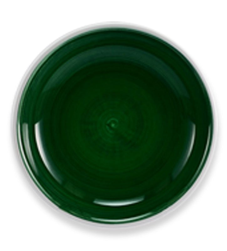 Sottopiatto con falda , ceramica siciliana, artigianale , colore verde smeraldo