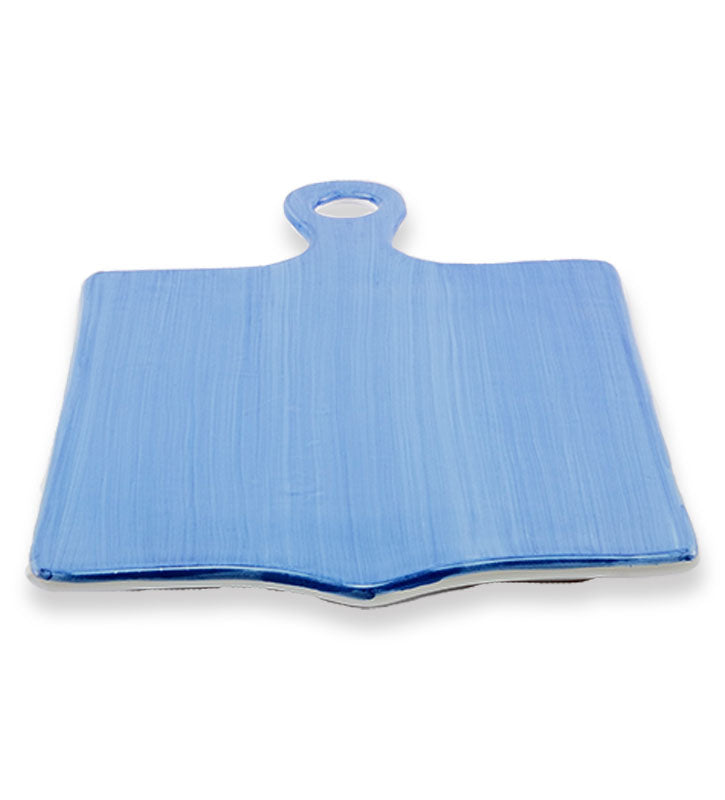 tagliere rettangolare , ceramica siciliana, artigianale , colore blu antico