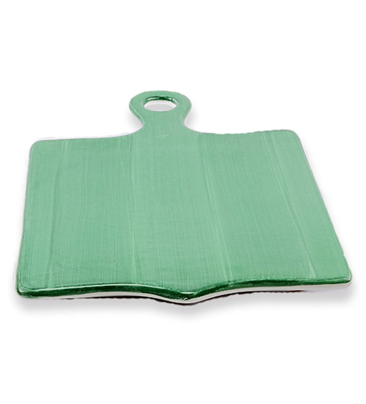 tagliere rettangolare, ceramica siciliana, artigianale , colore verde smeraldo