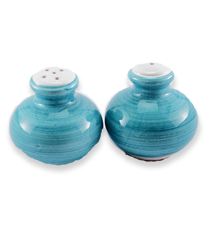 sale e pepe , ceramica siciliana, artigianale, colore blu mare