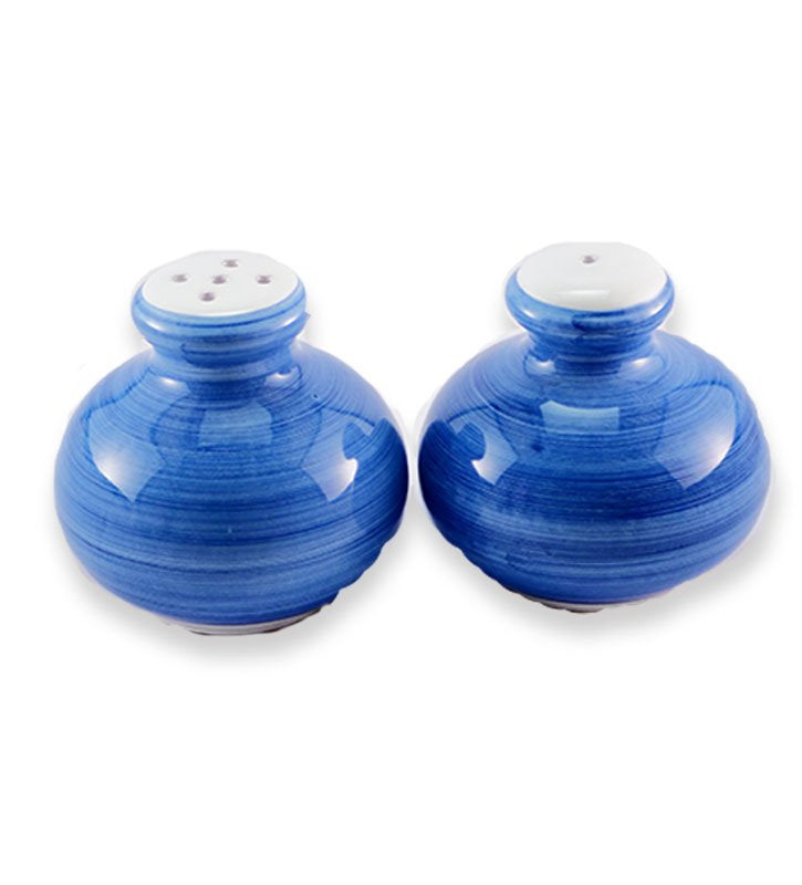 sale e pepe , ceramica siciliana, artigianale , colore blu antico