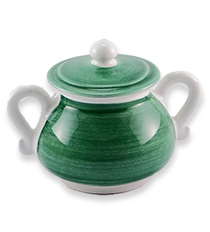 zuccheriera, ceramica siciliana, artigianale, colore verde smeraldo