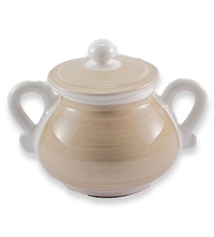 zuccheriera , ceramica siciliana, artigianale , colore beige