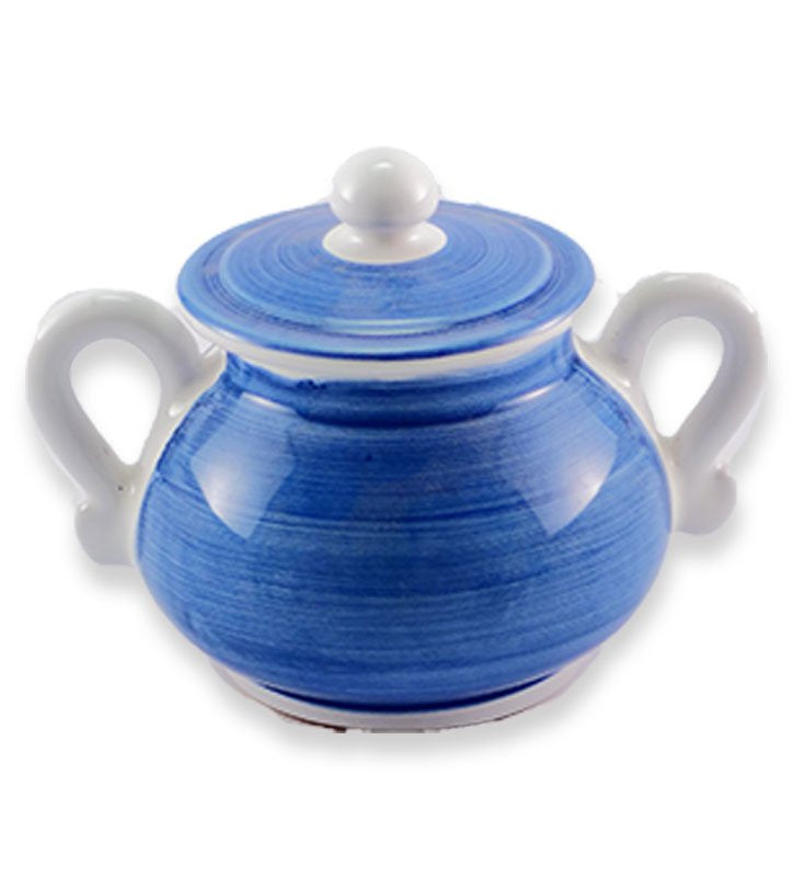 zuccheriera, ceramica siciliana, artigianale , colore blu antico