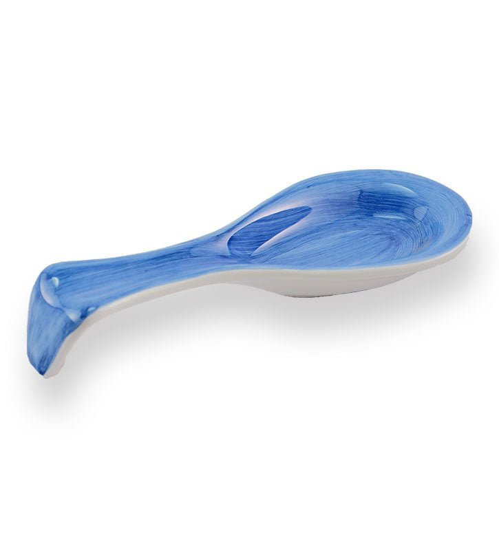 poggia mestolo piccolo , ceramica siciliana, artigianale , colore blu antico