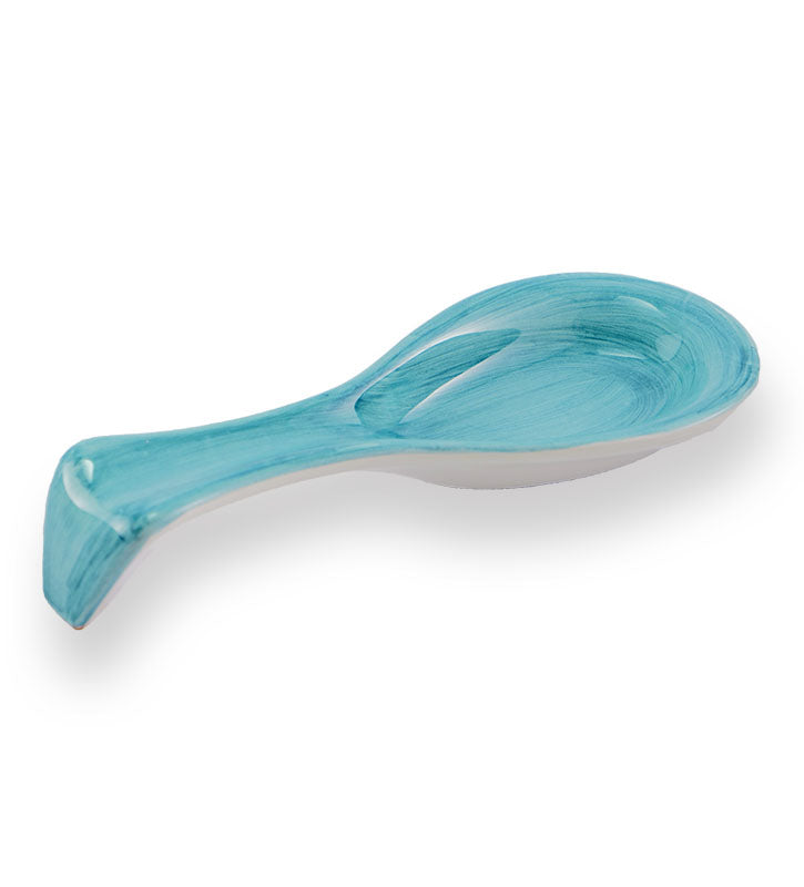 poggia mestolo piccolo , ceramica siciliana, artigianale , colore blu mare