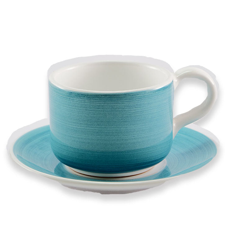Tazza Colazione + piattino, ceramica siciliana, artigianale , colore blu mare