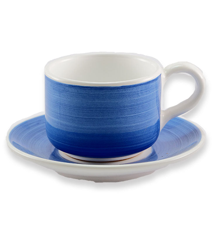 Tazza Colazione + piattino, ceramica siciliana, artigianale , colore blu antico