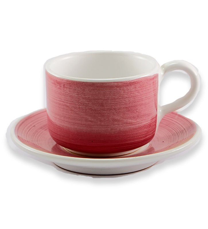 Tazza Colazione + Piattino, ceramica siciliana , artigianale, colore bordeaux