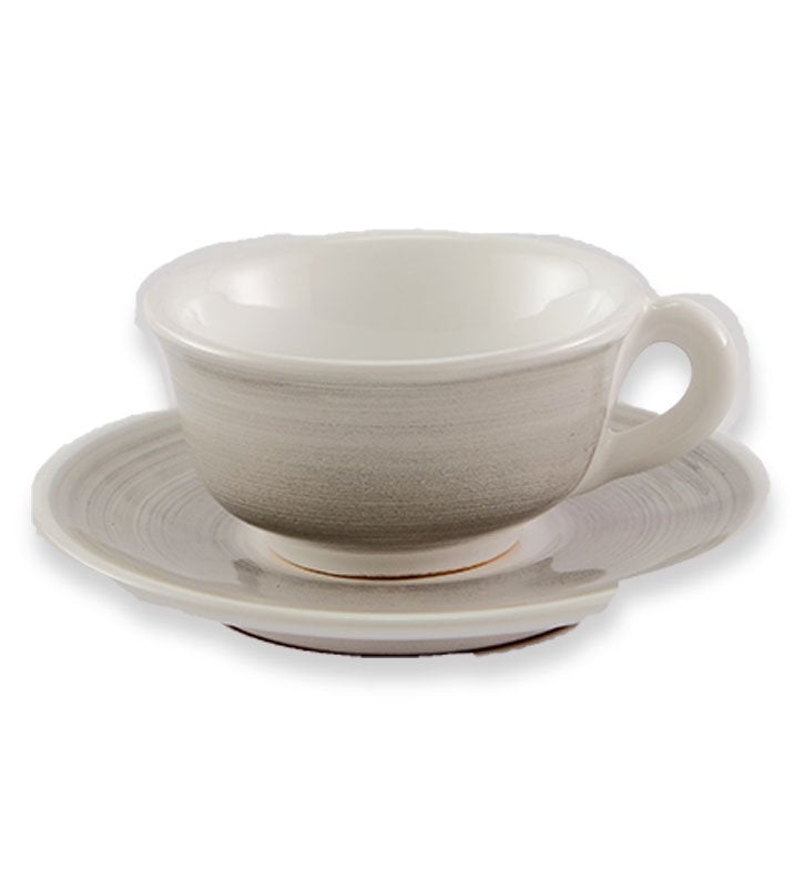 Tazza Thè + Piattino, ceramica siciliana , artigianale, colore grigio