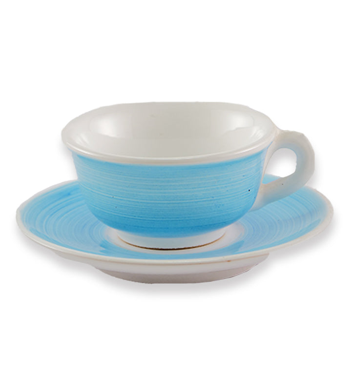 Tazza Thè + Piattino, ceramica siciliana, artigianale , colore turchese