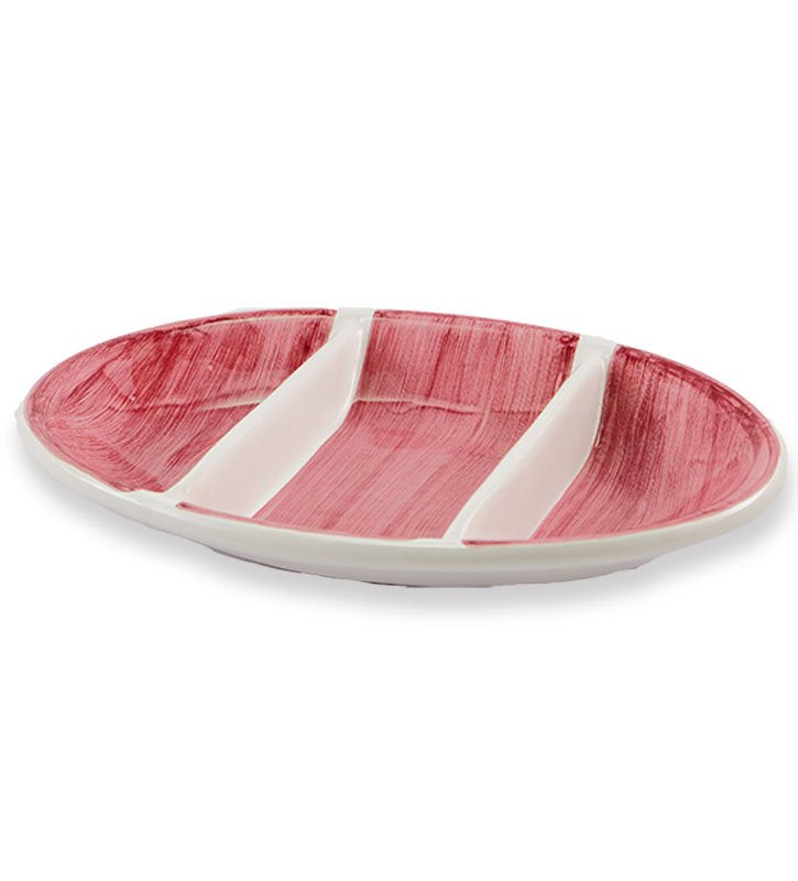 antipastiera ovale, ceramica siciliana, artigianale, colore bordeaux
