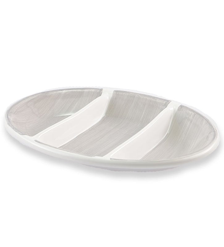 antipastiera ovale, ceramica siciliana, artigianale, colore grigio