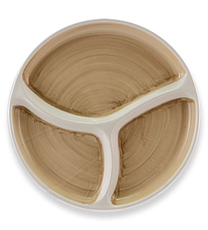 antipastiera rotonda, ceramica siciliana, artigianale, colore beige