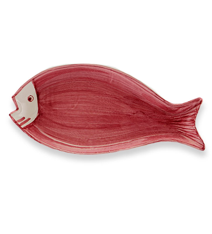 vassoio ovale , pesce , ceramica siciliana, artigianale , colore bordeaux