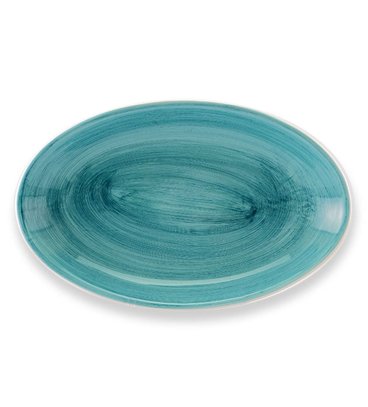 vassoio ovale , ceramica siciliana, artigianale , colore blu mare
