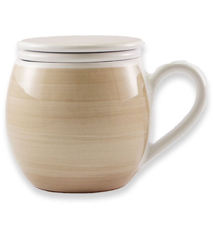 Tisaniera ceramica siciliana , artigianale, colore beige