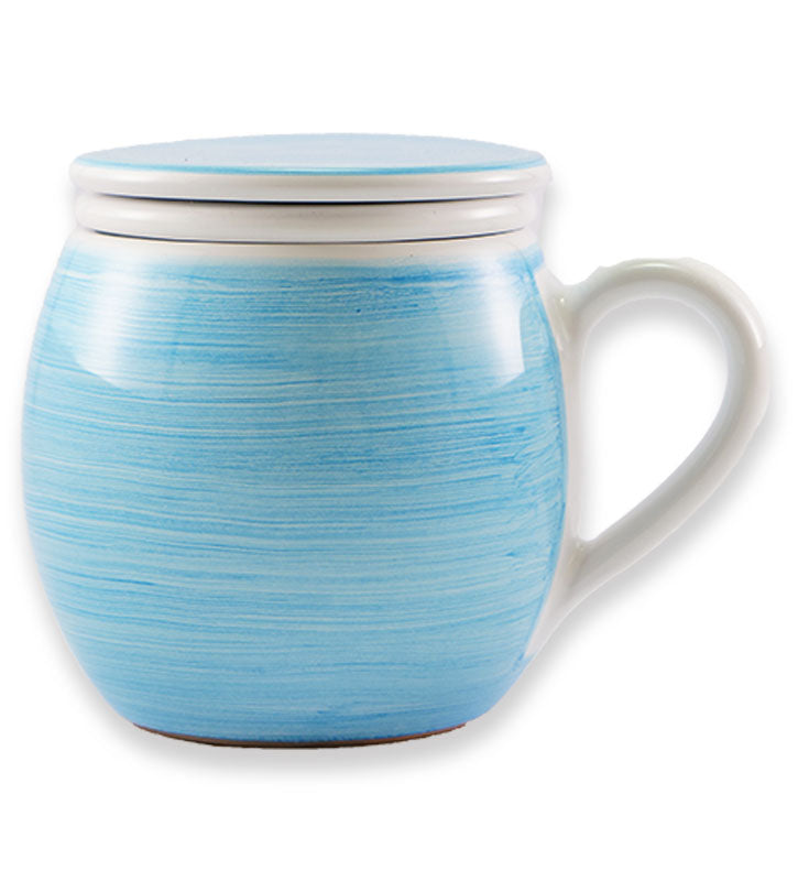 Tisaniera , ceramica siciliana, artigianale , colore turchese