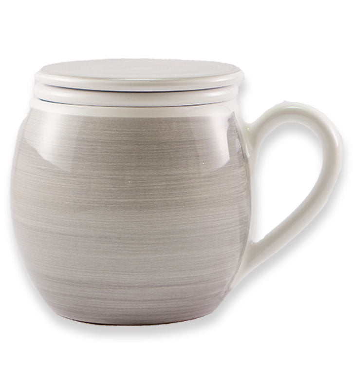 Tisaniera ceramica siciliana , artigianale, colore grigio
