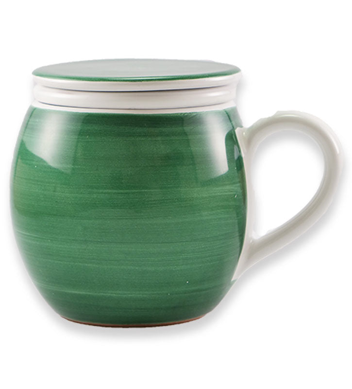 Tisaniera , ceramica siciliana, artigianale, colore verde smeraldo