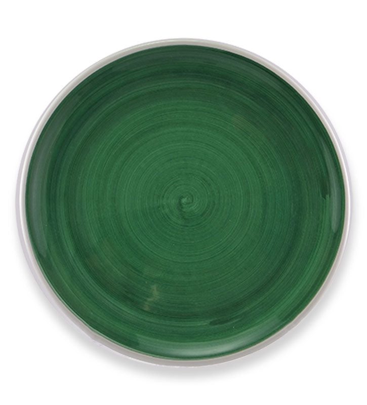 Piatto piano, ceramica siciliana, artigianale , colore verde smeraldo