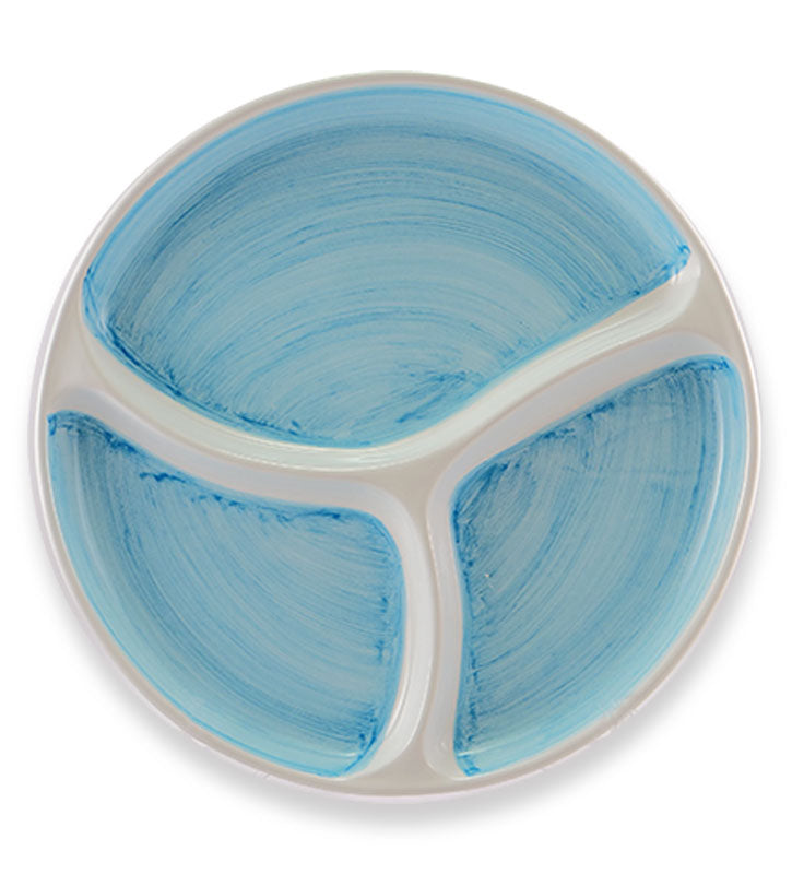 antipastiera rotonda , ceramica siciliana, artigianale, colore turchese