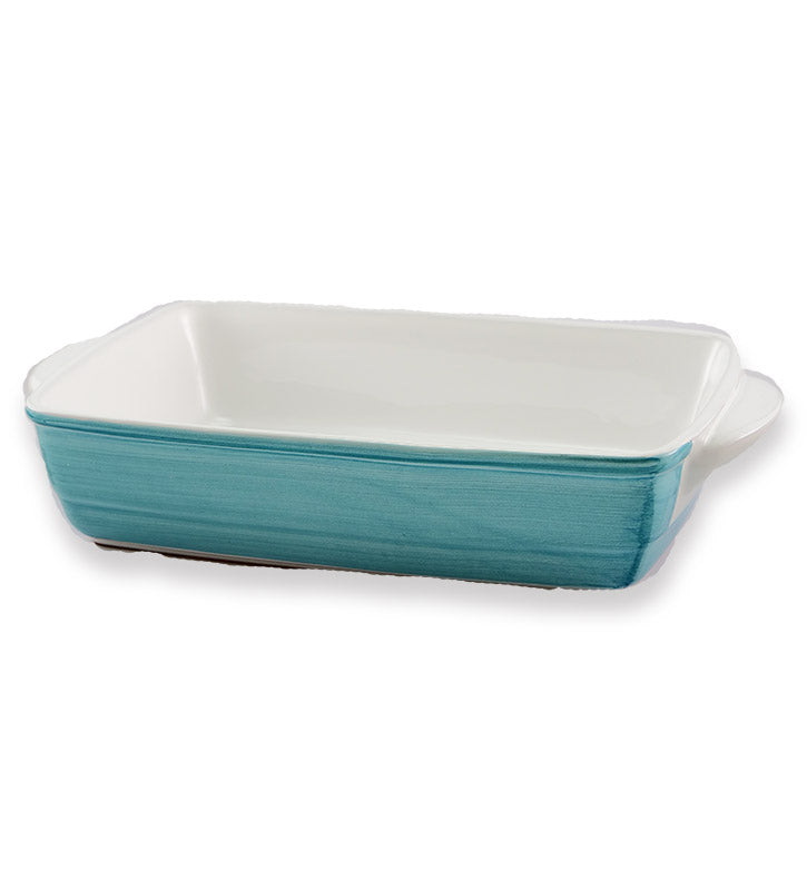 pirofila da forno , ceramica siciliana, artigianale, colore blu mare