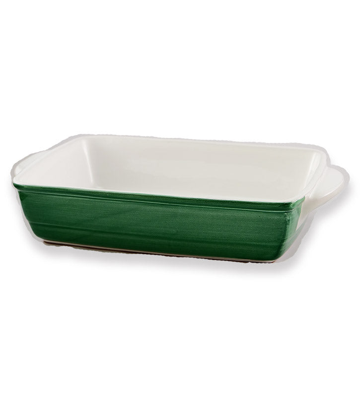 pirofila da forno, ceramica siciliana, artigianale , colore verde smeraldo