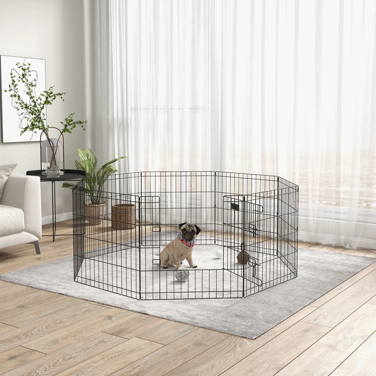 PawHut playpark Dogs 8 panels 61x61 cm folding Metal with door