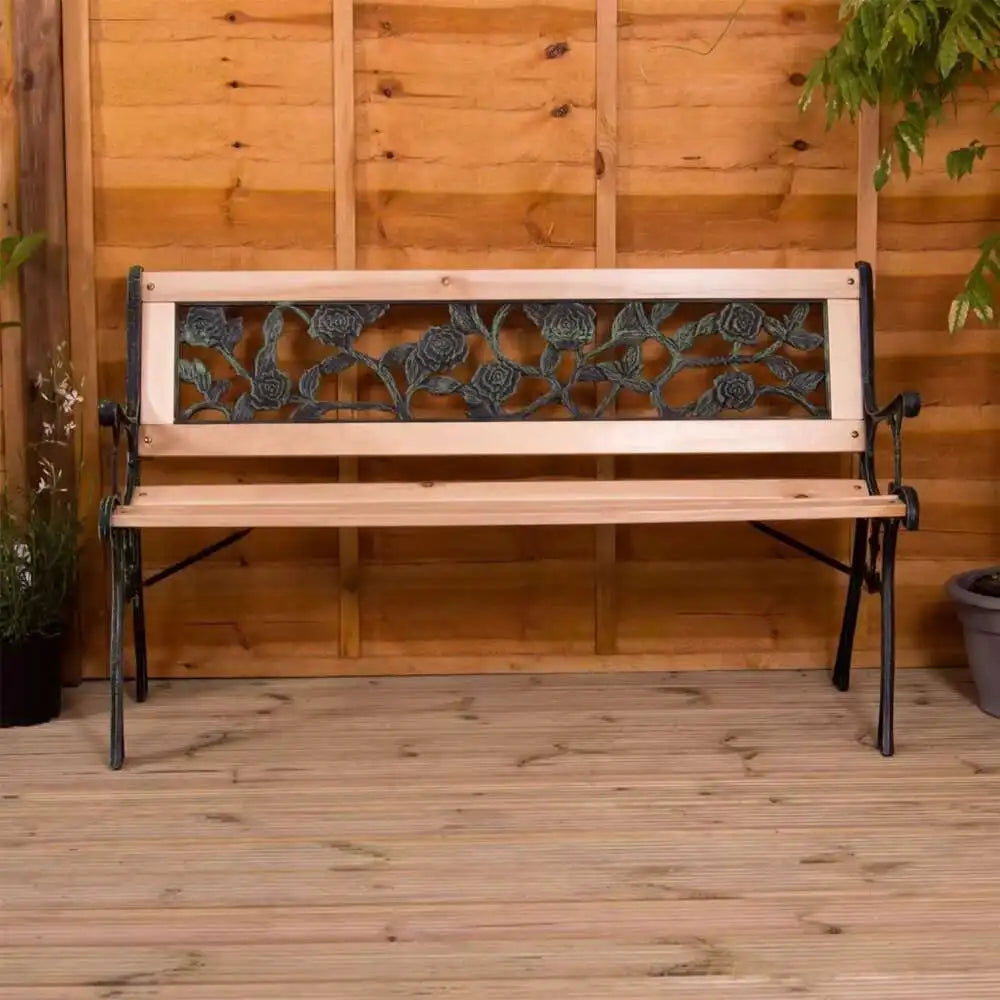 Garden Vida Panchina da Giardino, mobili da giardino dal design in stile rosa, posti a sedere Doghe in Legno Gambe