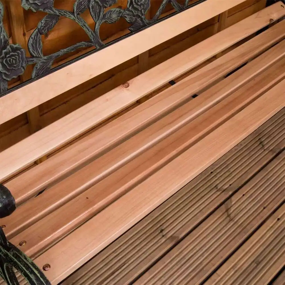 Garden Vida Panchina da Giardino, mobili da giardino dal design in stile rosa, posti a sedere Doghe in Legno Gambe