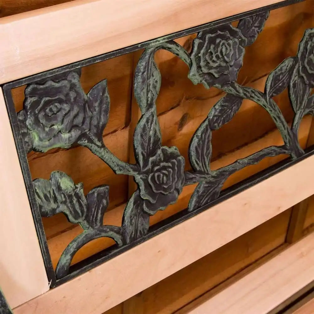 Garden Vida Panchina da Giardino, mobili da giardino dal design in stile rosa, posti a sedere Doghe in Legno Gambe