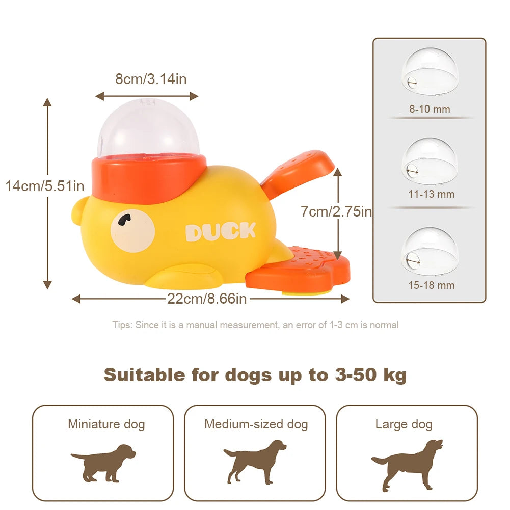 Dog Puzzle Feeder Interactive Pet Food Treat Dispenser Cartoon Duck Press Pet Snack Feeder Automatic Feeder Toy for Dog Training