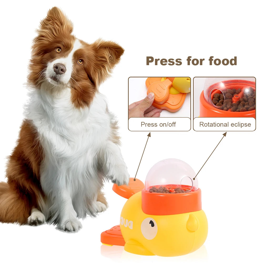 Dog Puzzle Feeder Interactive Pet Food Treat Dispenser Cartoon Duck Press Pet Snack Feeder Automatic Feeder Toy for Dog Training