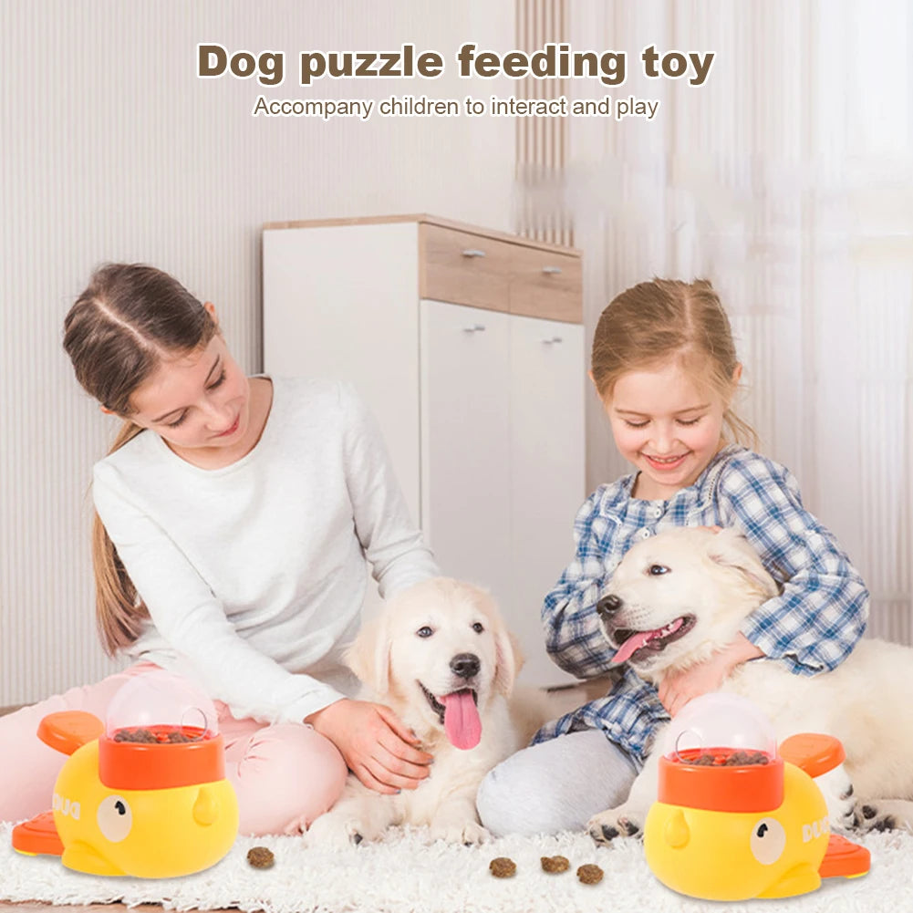 Dog Puzzle Feeder Interactive Pet Food Treat Dispenser Cartoon Duck Press Pet Snack Feeder Automatic Feeder Toy for Dog Training