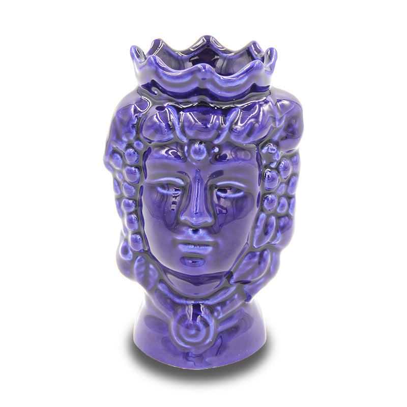 Testa di moro in ceramica siciliana colore blu uomo e donna