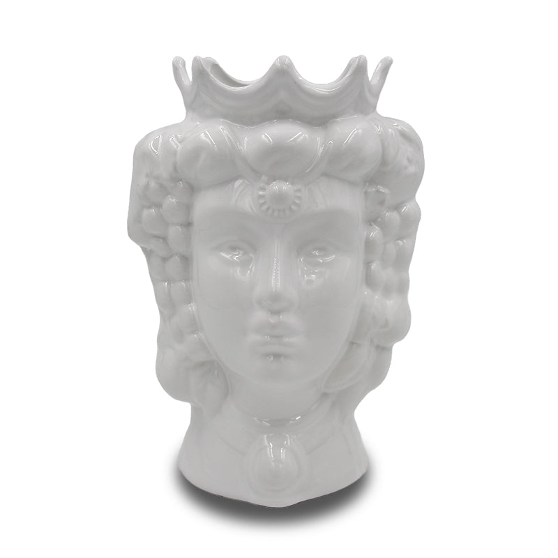 Testa di moro in ceramica siciliana colore bianco uomo e donna