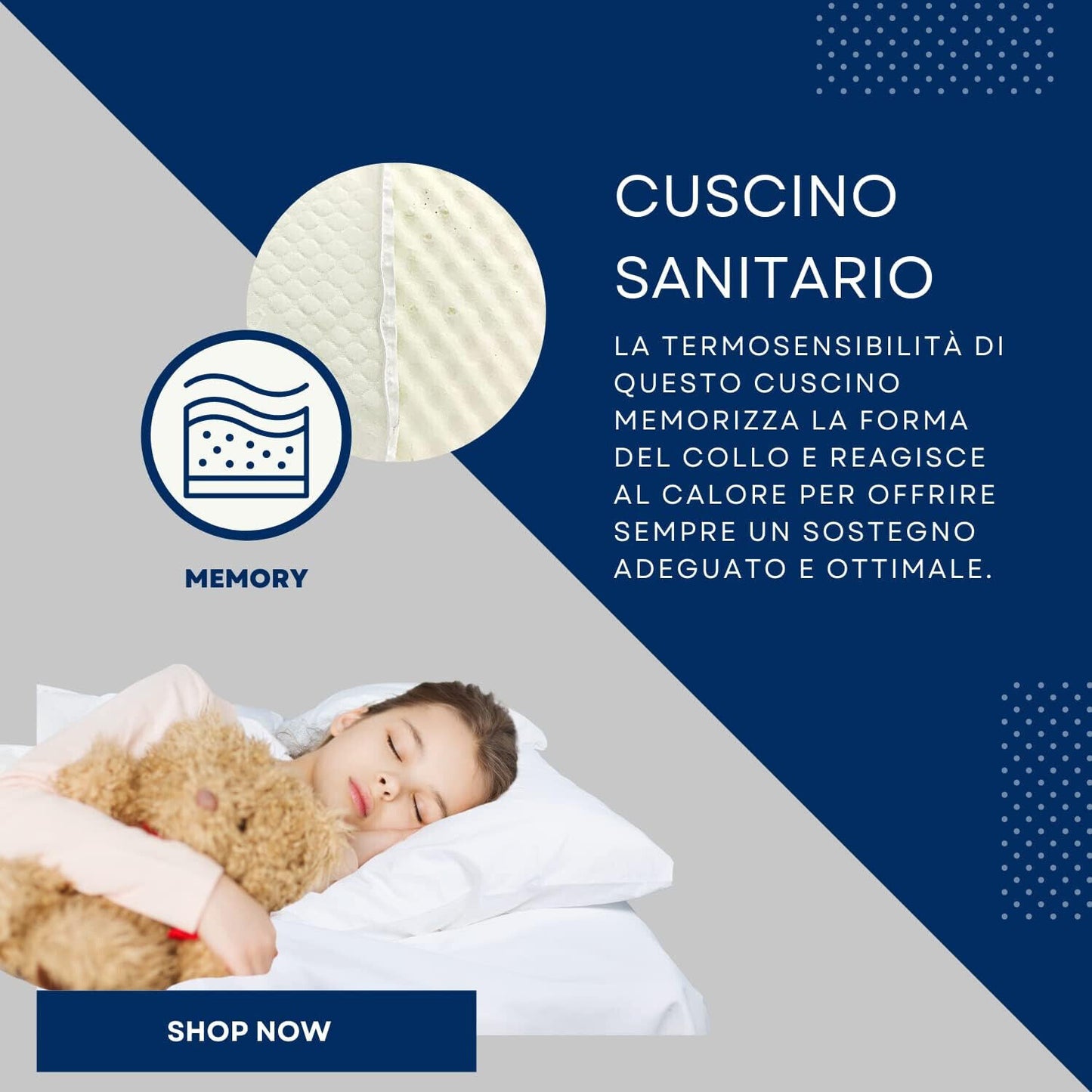 Cuscino Memory Foam Modello Saponetta Cuscino Letto Memory Ergonomici Ortopedico