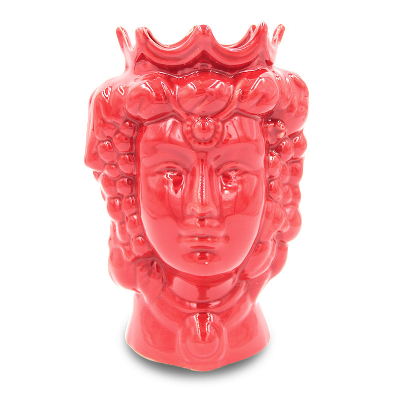 Testa di moro in ceramica siciliana colore Rosso uomo e donna