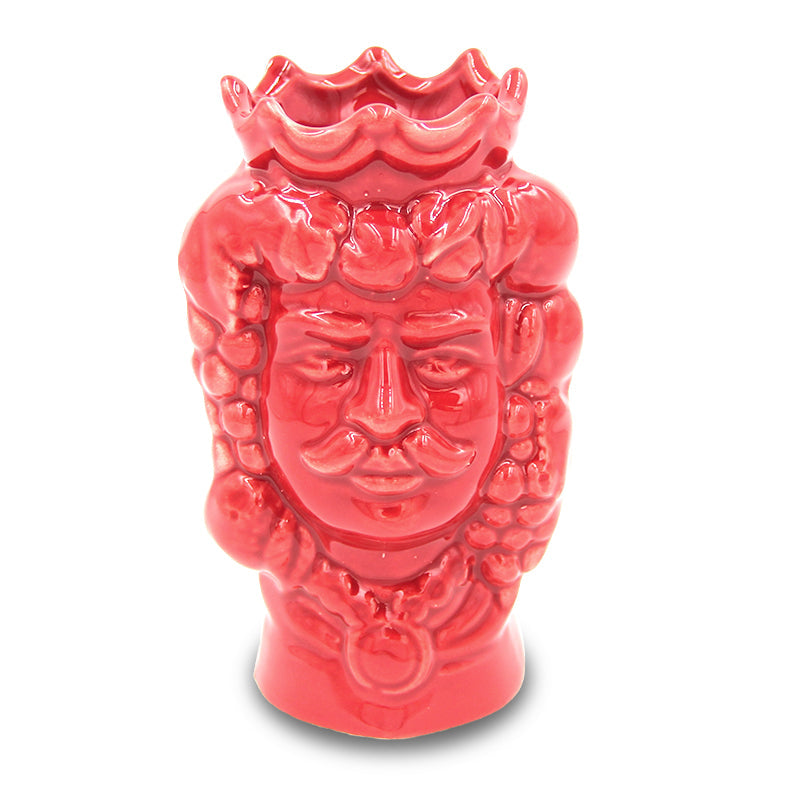 Testa di moro in ceramica siciliana colore Rosso uomo e donna